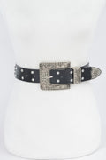 Rhinestone Buckle Metallic Belt W/stones
