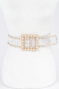 Rhinestone Buckle Plus Size Clear Belt W/stones