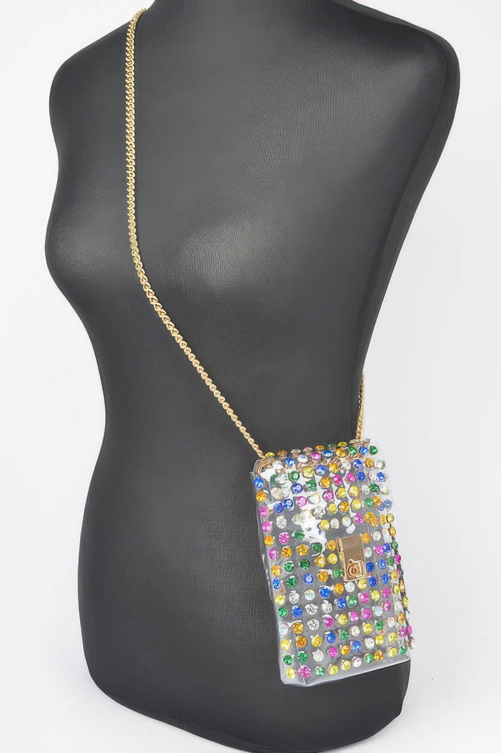 Rhinestone Clear Plus Size Belt Bag W/chain