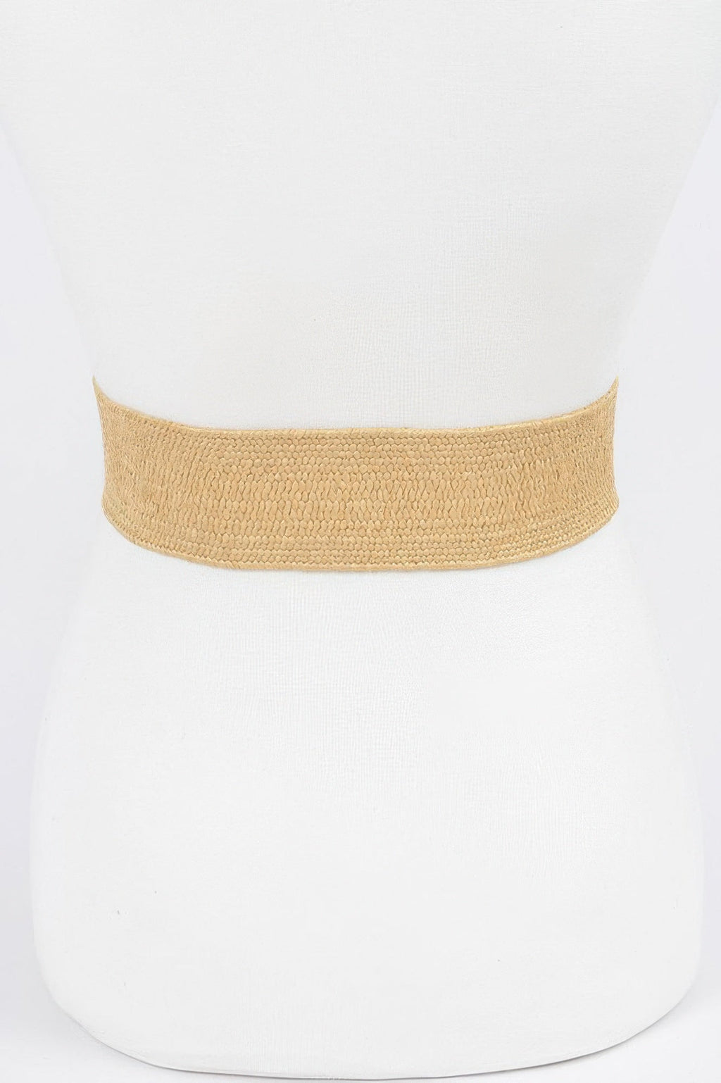 Big Metal Buckle Faux Straw Stretch Belt