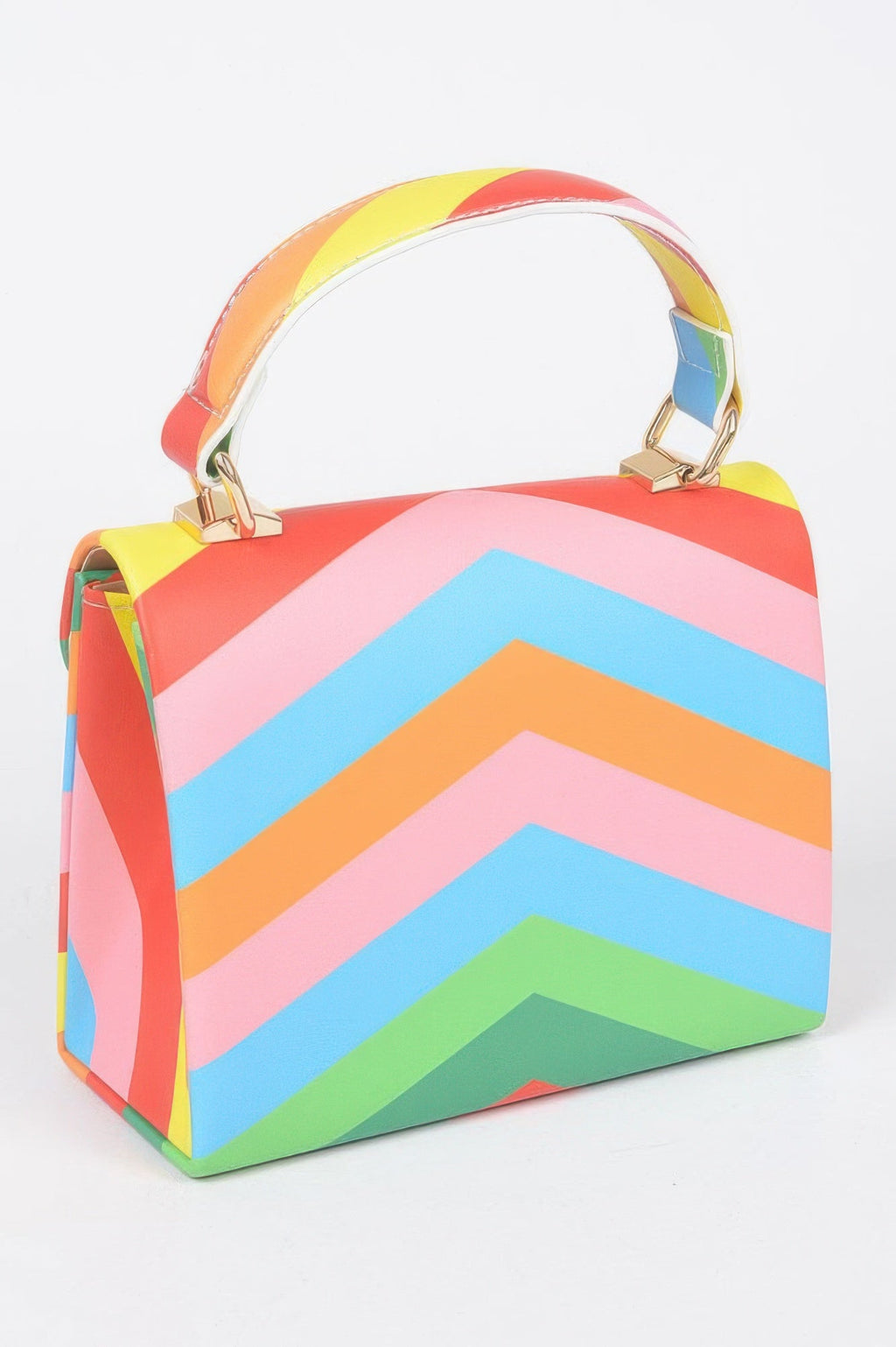 Rainbow Print Top Handle Clutch