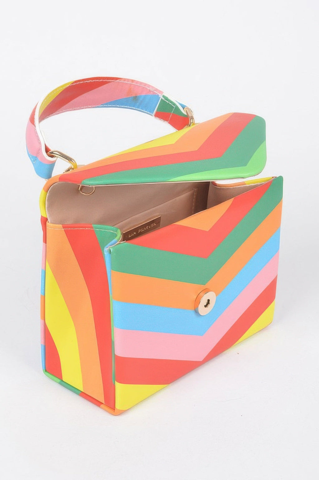 Rainbow Print Top Handle Clutch