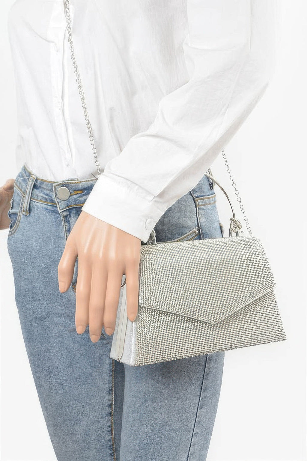 Rhinestone Metal Handle Bag
