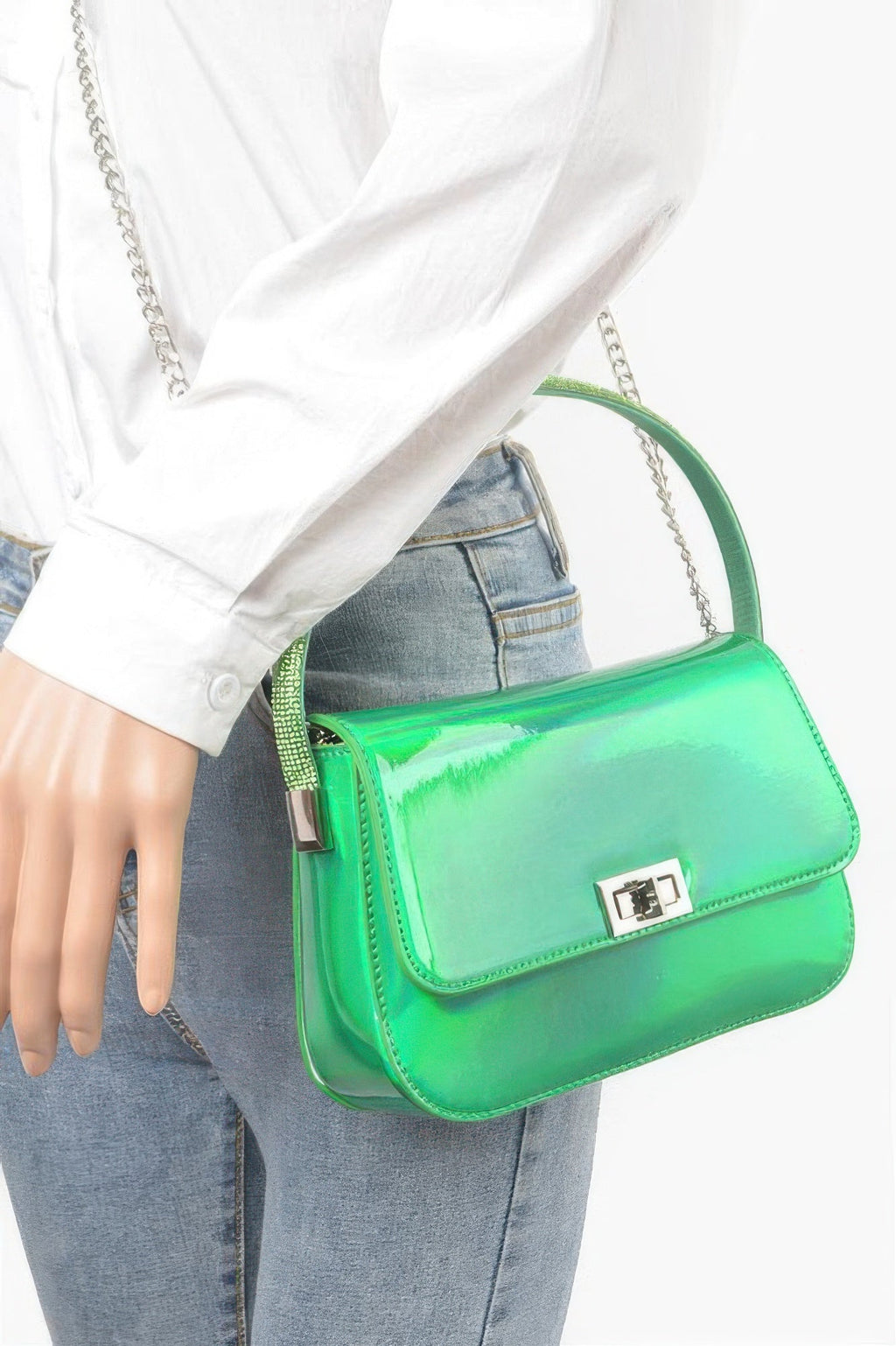 Holograme Mirror Top Handle Bag