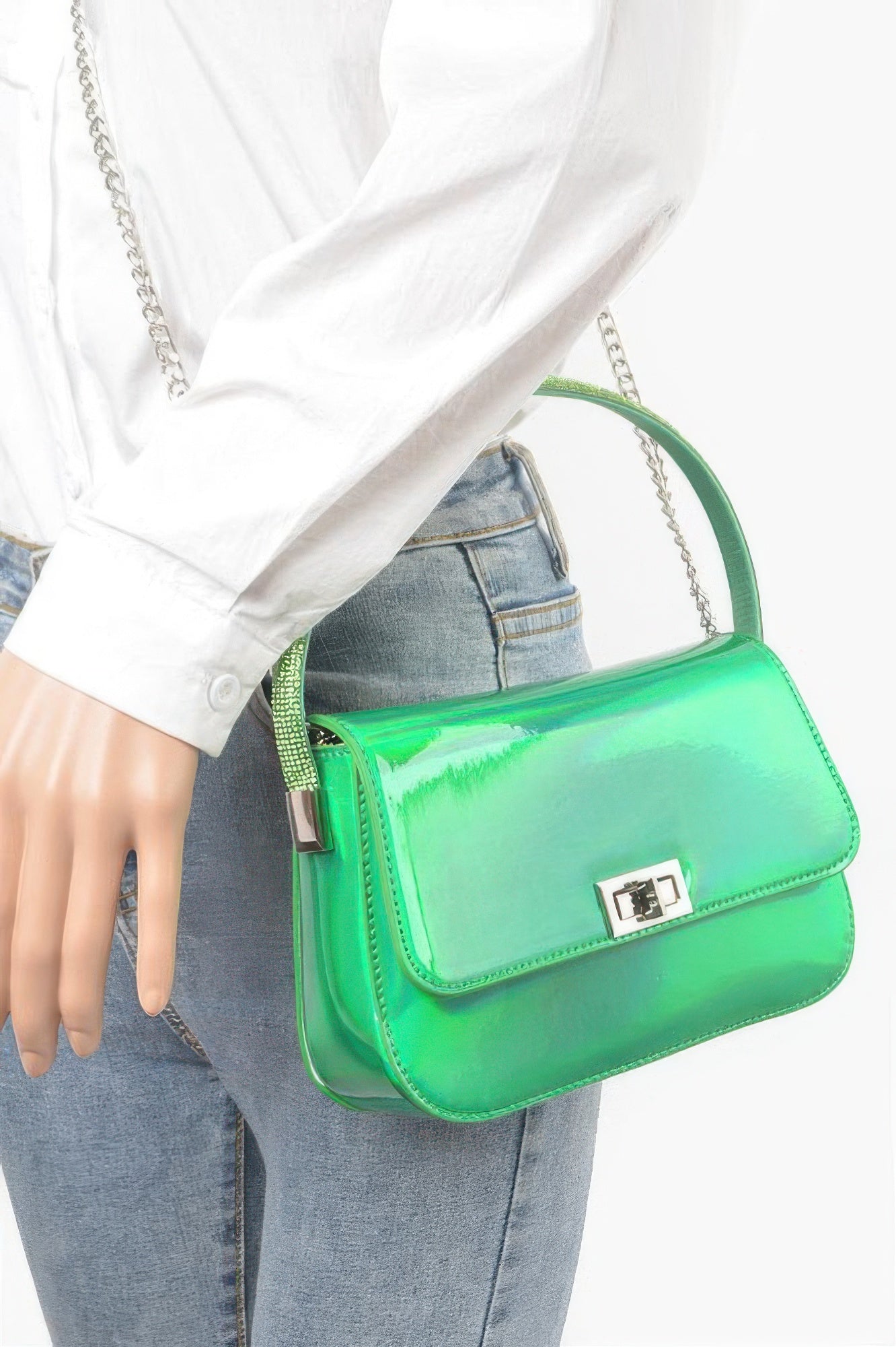 Holograme Mirror Top Handle Bag