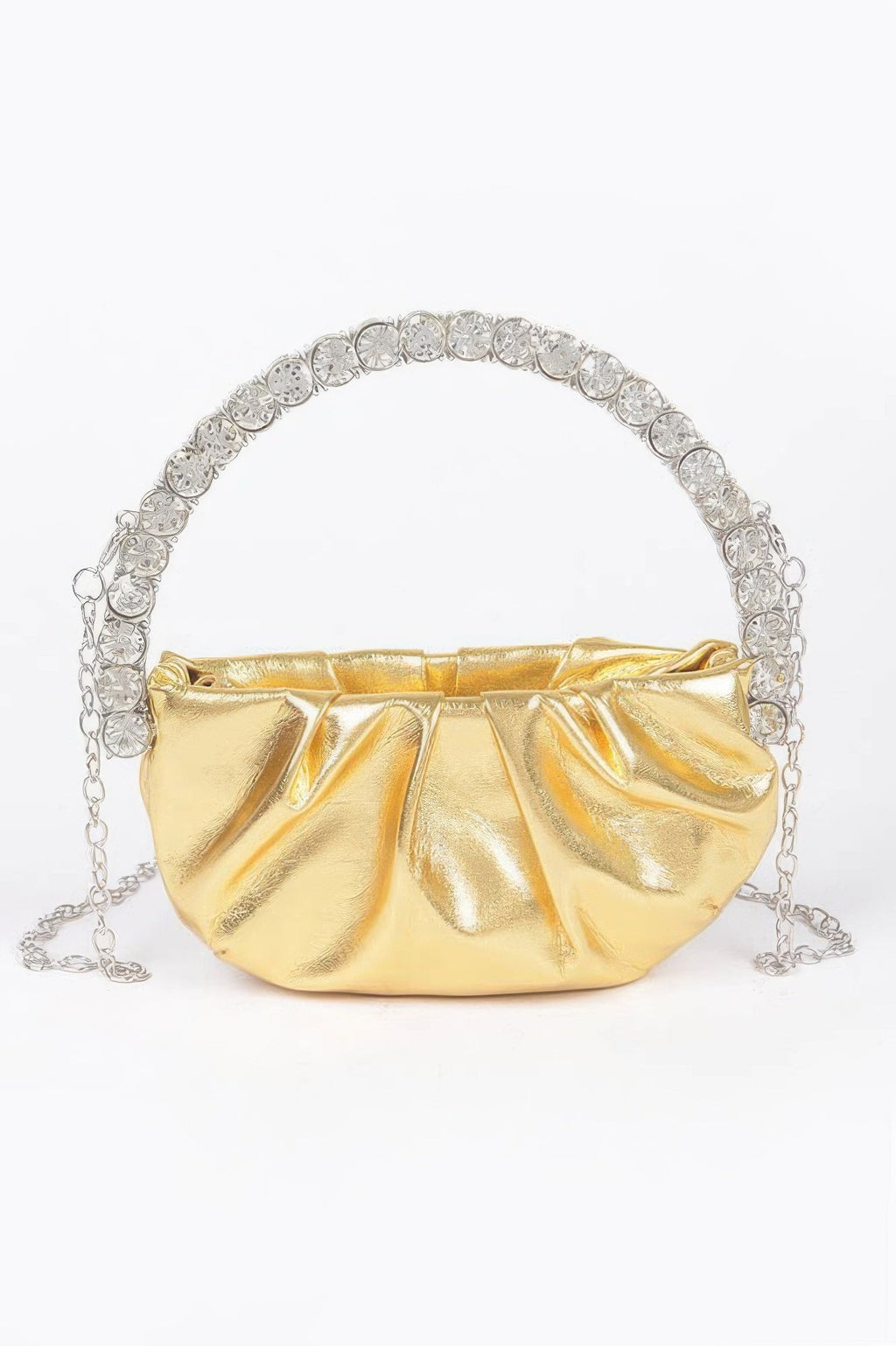 Metallic Stone Handle Crossbody Bag
