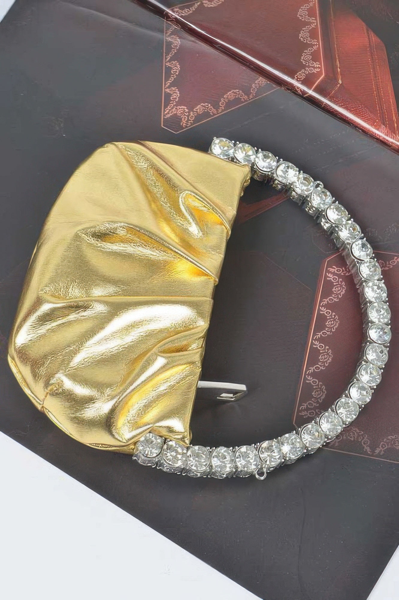 Metallic Stone Handle Crossbody Bag