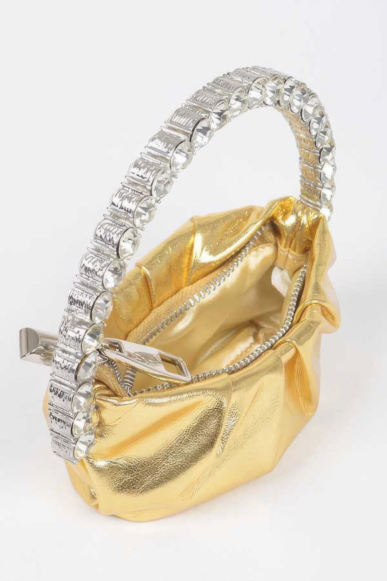 Metallic Stone Handle Crossbody Bag