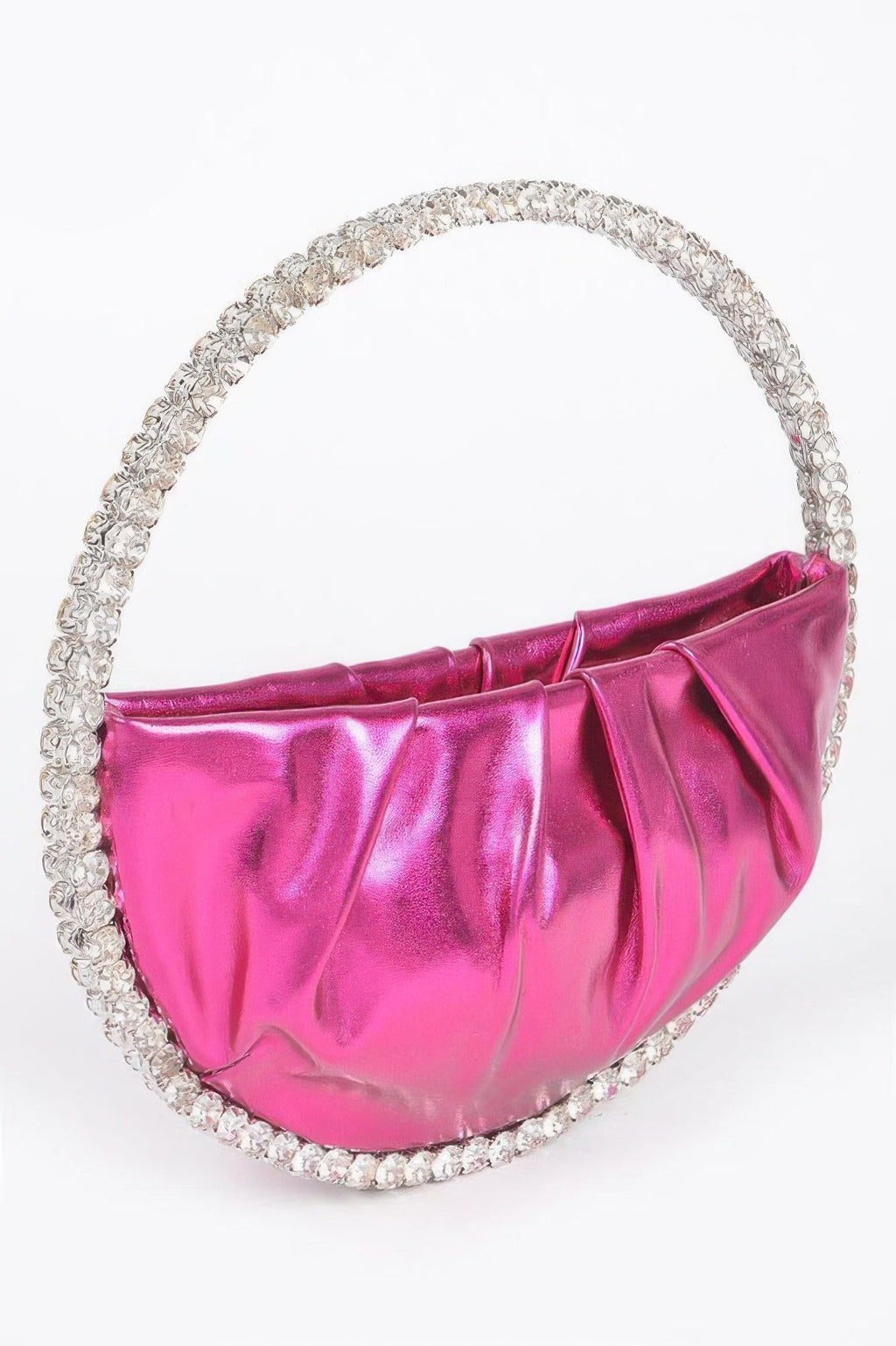 Metallic Luna Bag W/stone Handle