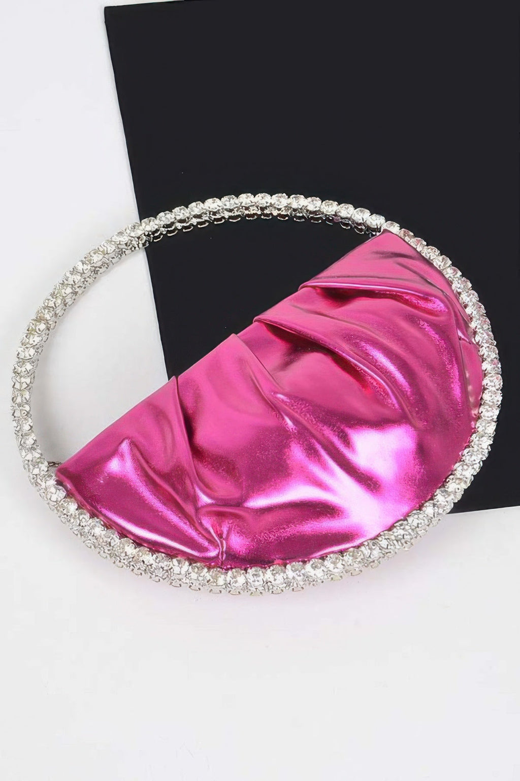 Metallic Luna Bag W/stone Handle