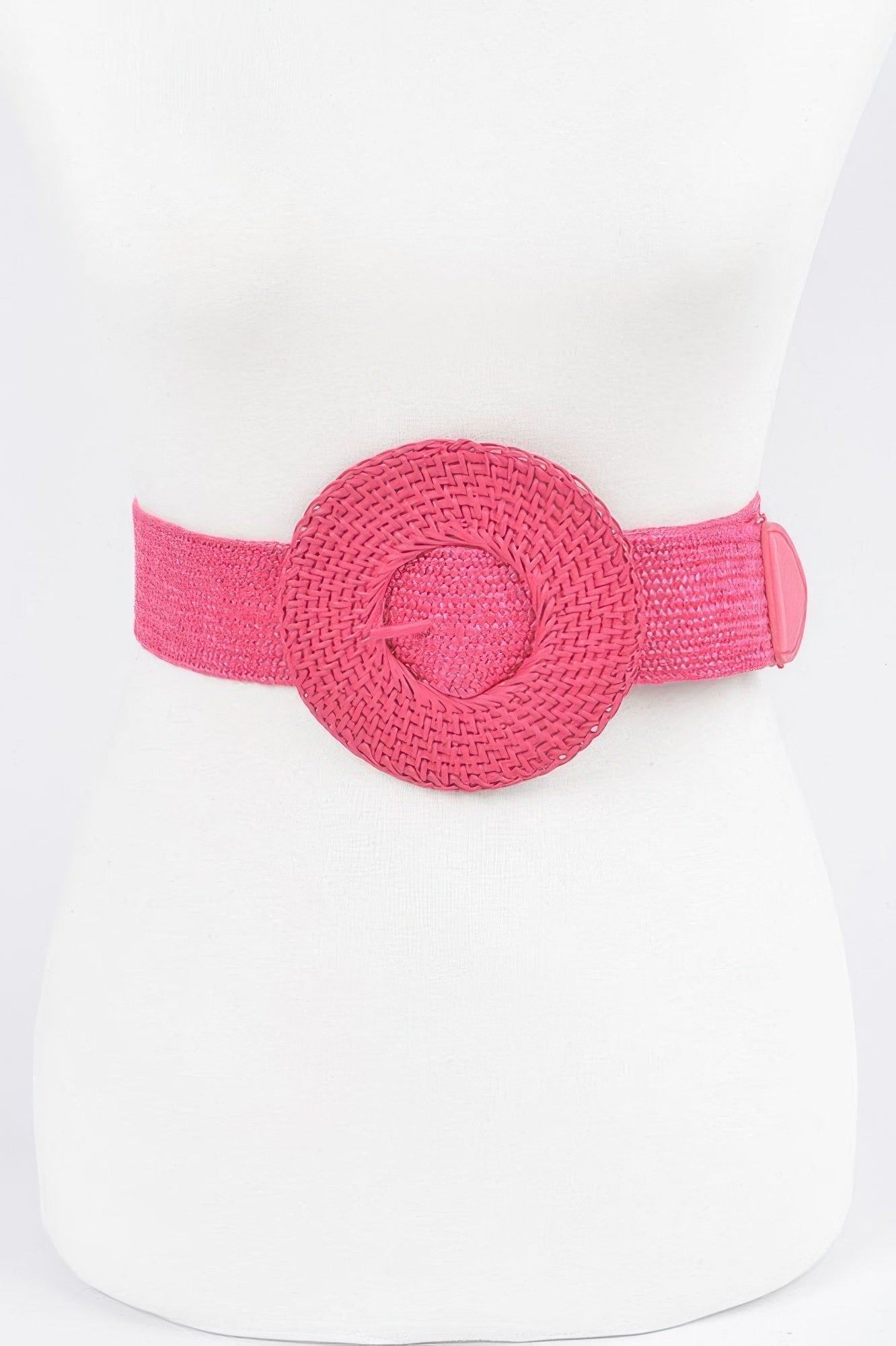 Round Handmade Bamboo Buckle Elastic Belt