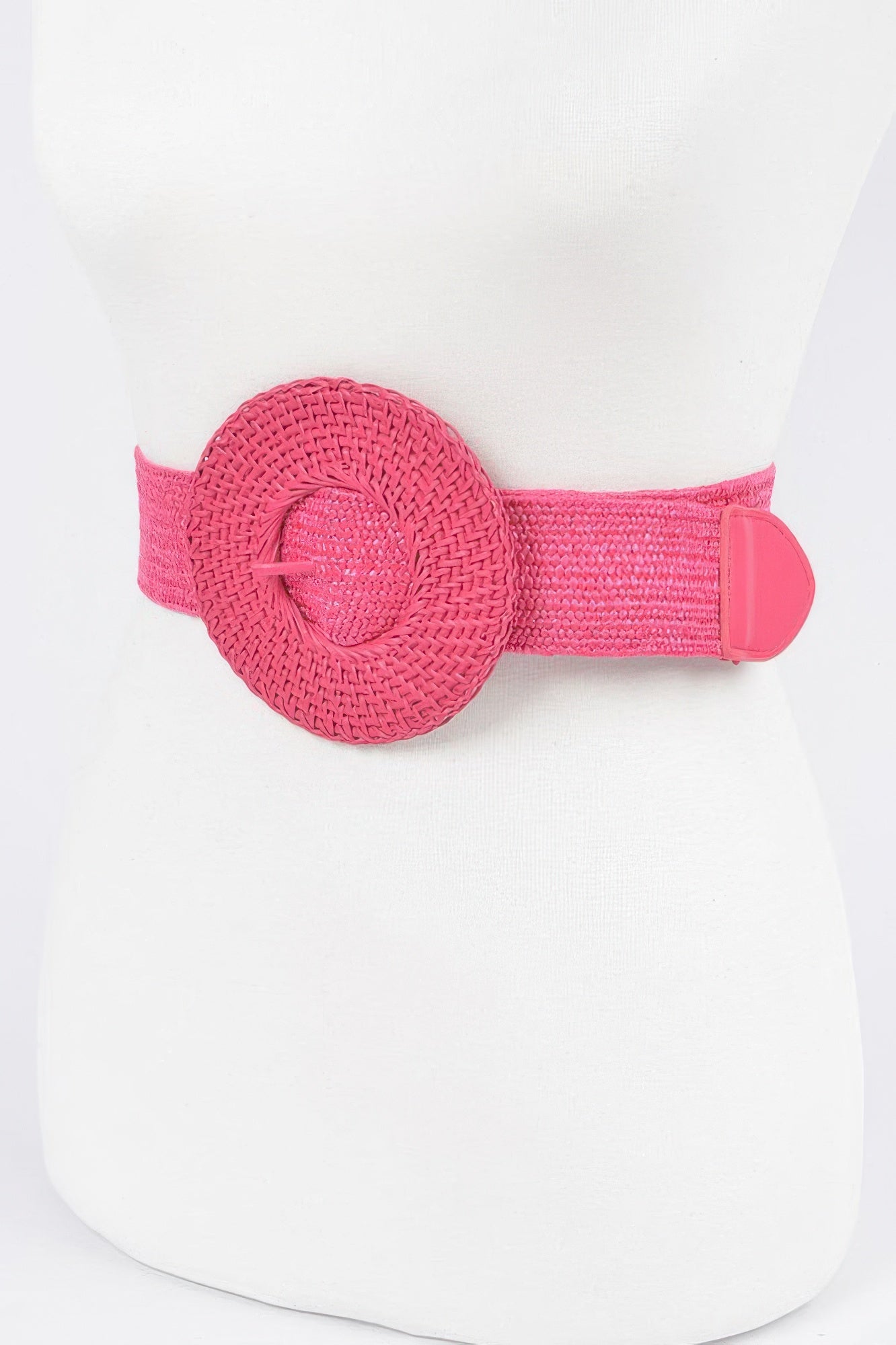 Round Handmade Bamboo Buckle Elastic Belt