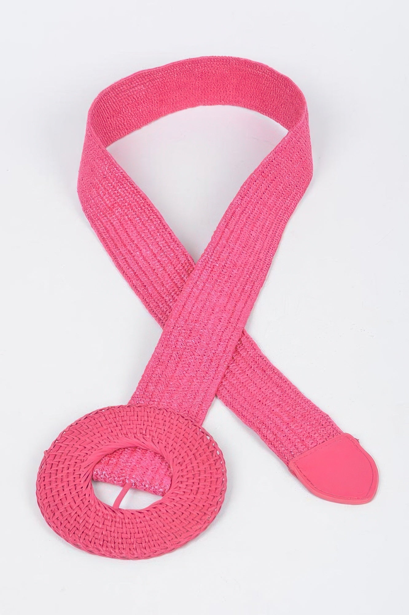 Round Handmade Bamboo Buckle Elastic Belt