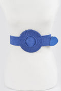 Round Handmade Bamboo Buckle Elastic Belt