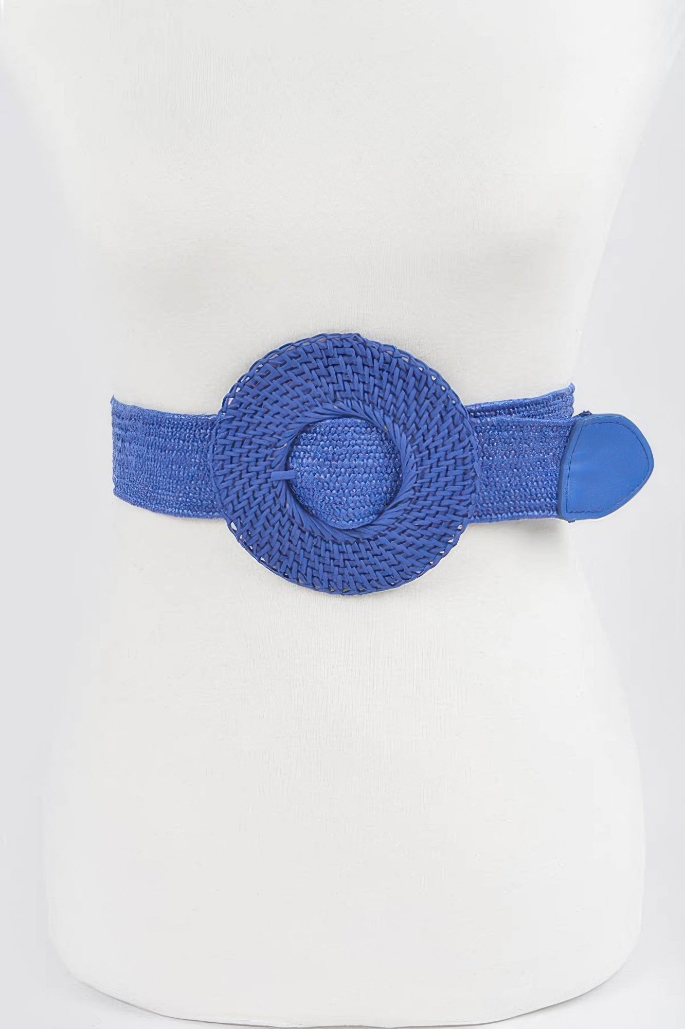 Round Handmade Bamboo Buckle Elastic Belt