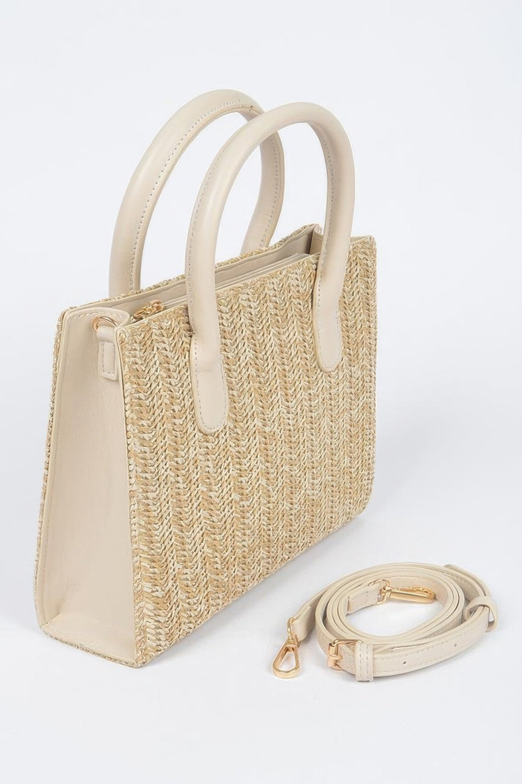 Vegan Faux Straw Mini Tote Bag