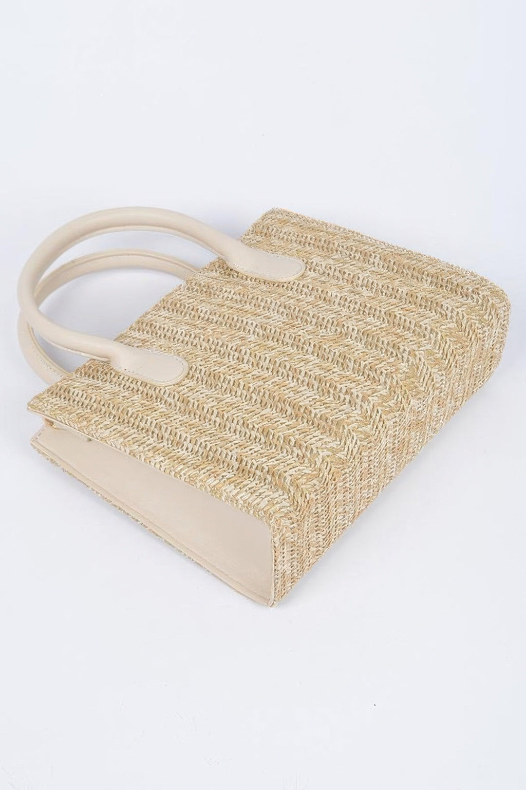 Vegan Faux Straw Mini Tote Bag