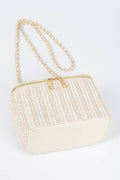Faux Straw Cosmetic Case Bag