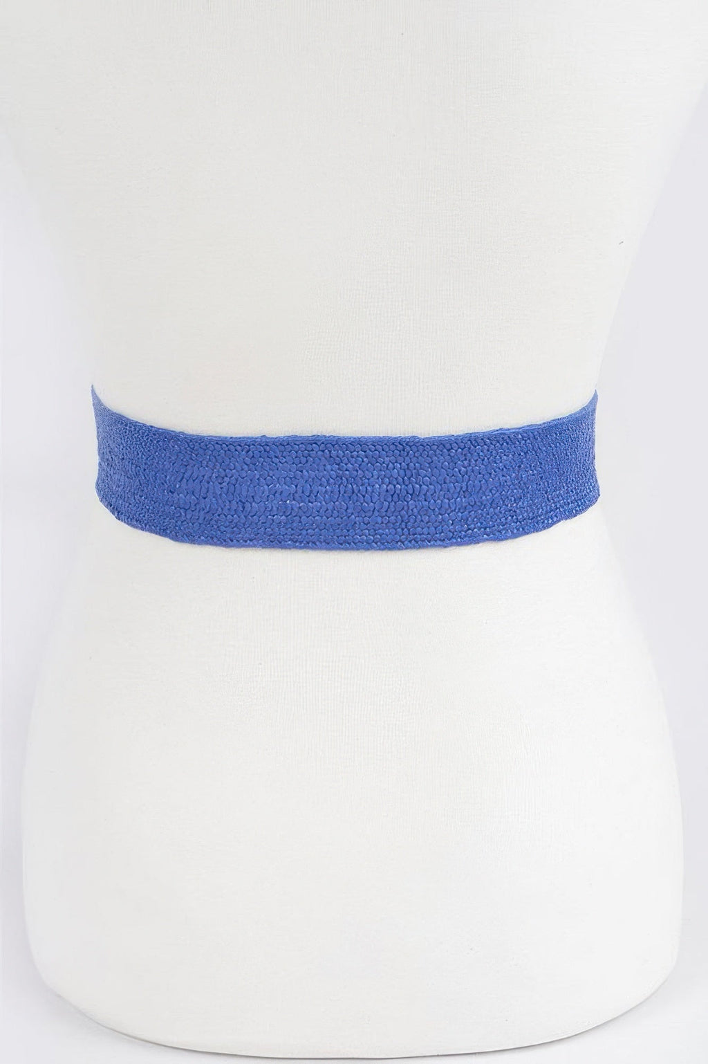 Faux Straw Two Buckle Elastic Belt