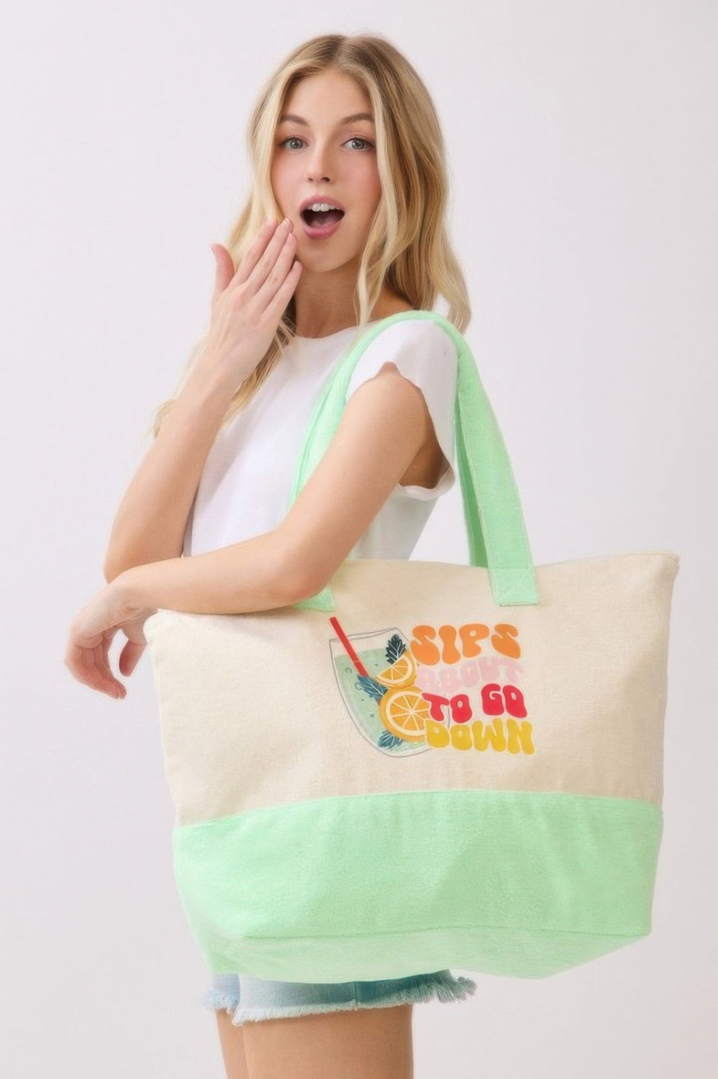 Sips About To Go Down Terry Tote