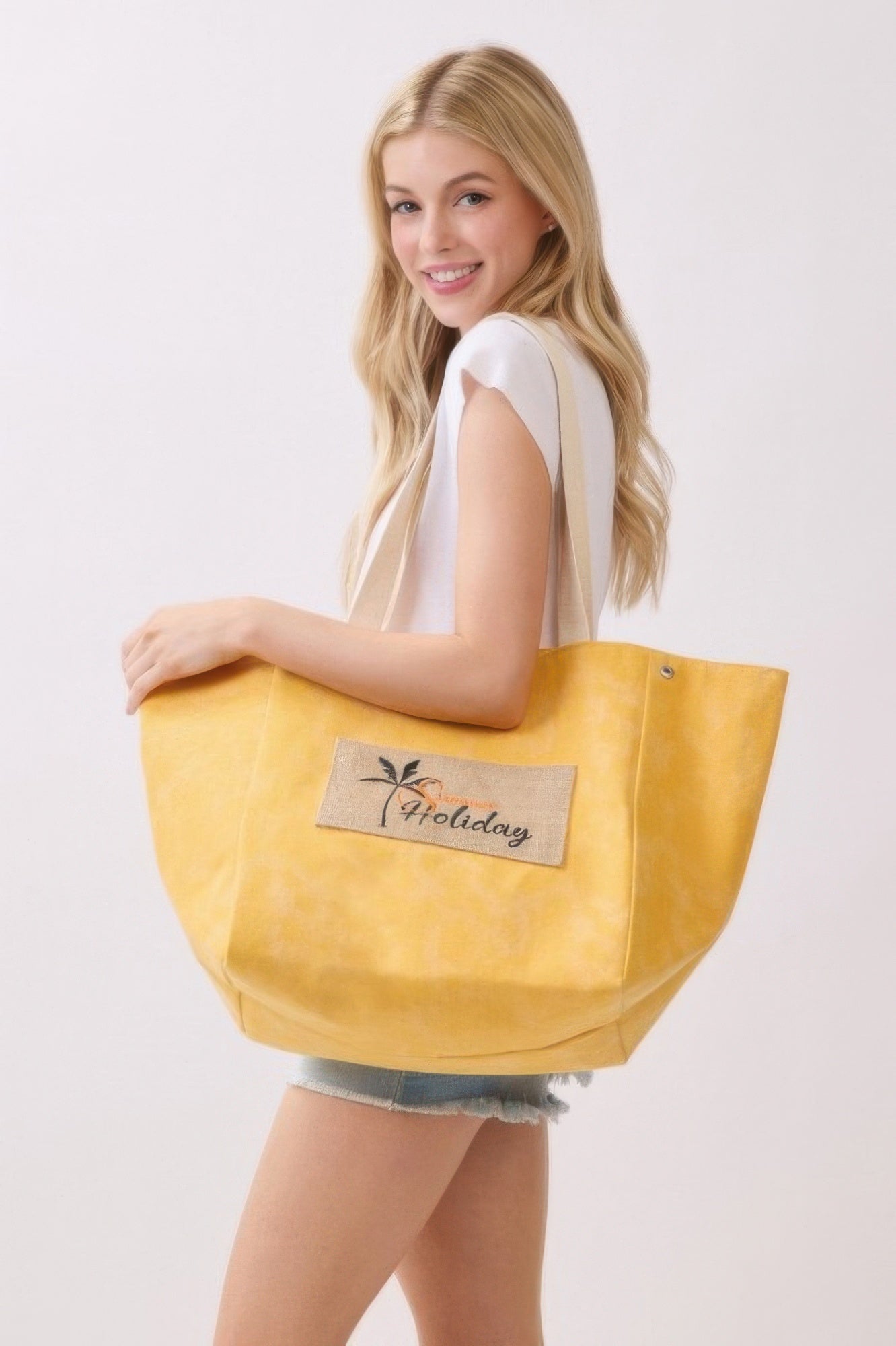 2 In 1 Shoulder & Bucket Style Vintage Canvas Tote