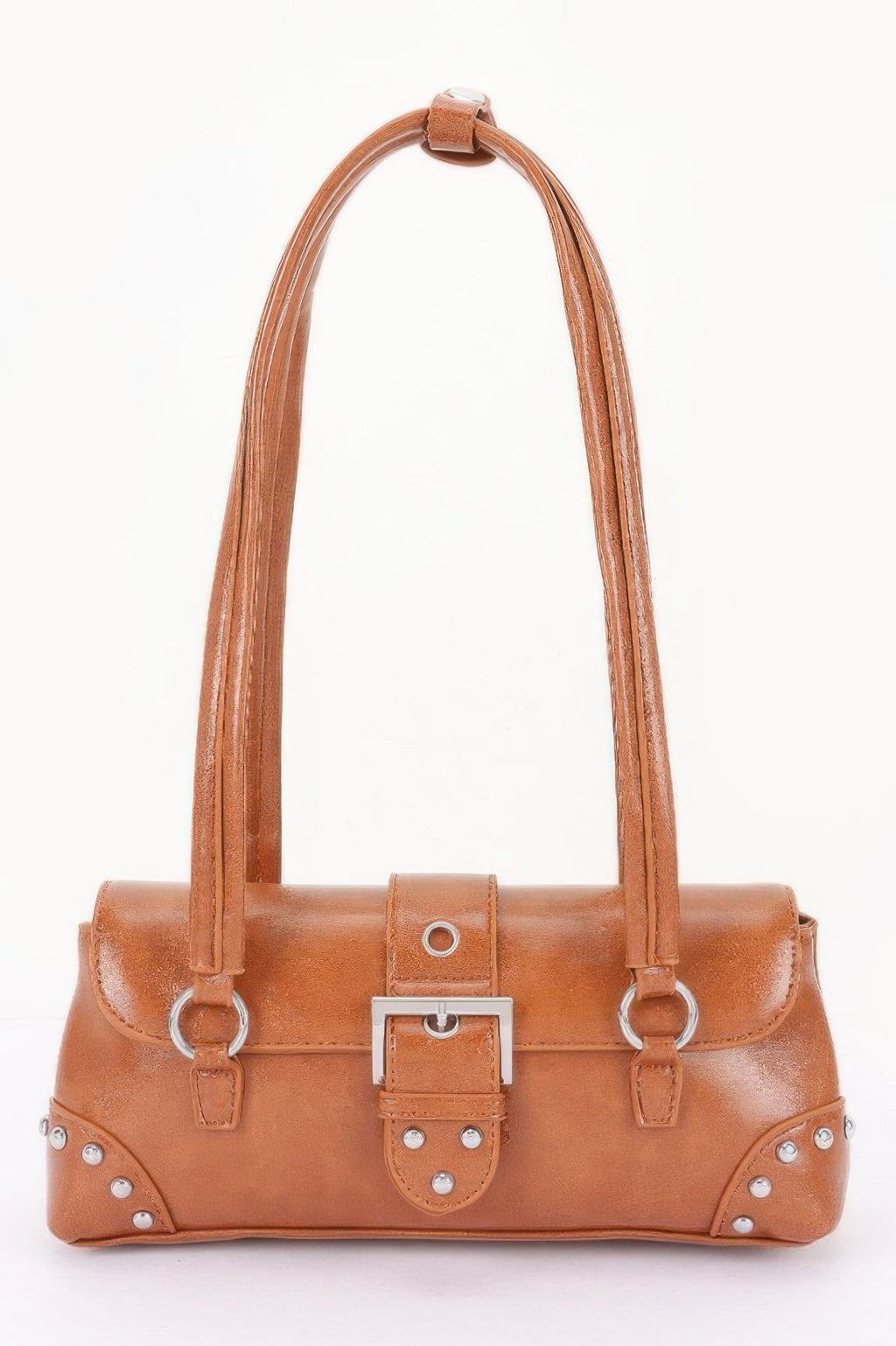 Vegan Leather Metal Studded Shoulder Bag