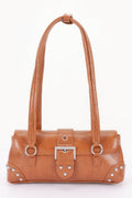 Vegan Leather Metal Studded Shoulder Bag
