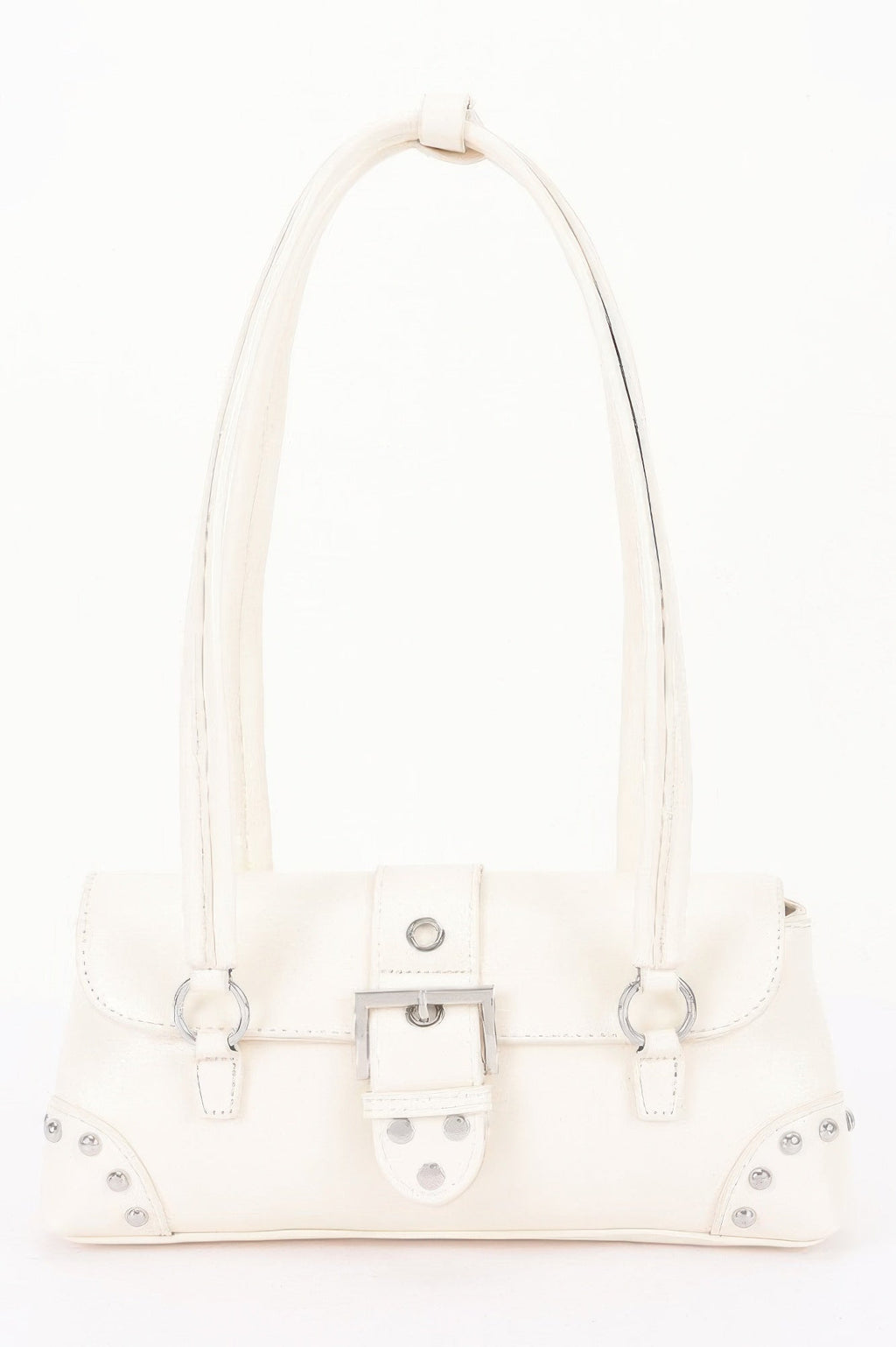 Vegan Leather Metal Studded Shoulder Bag