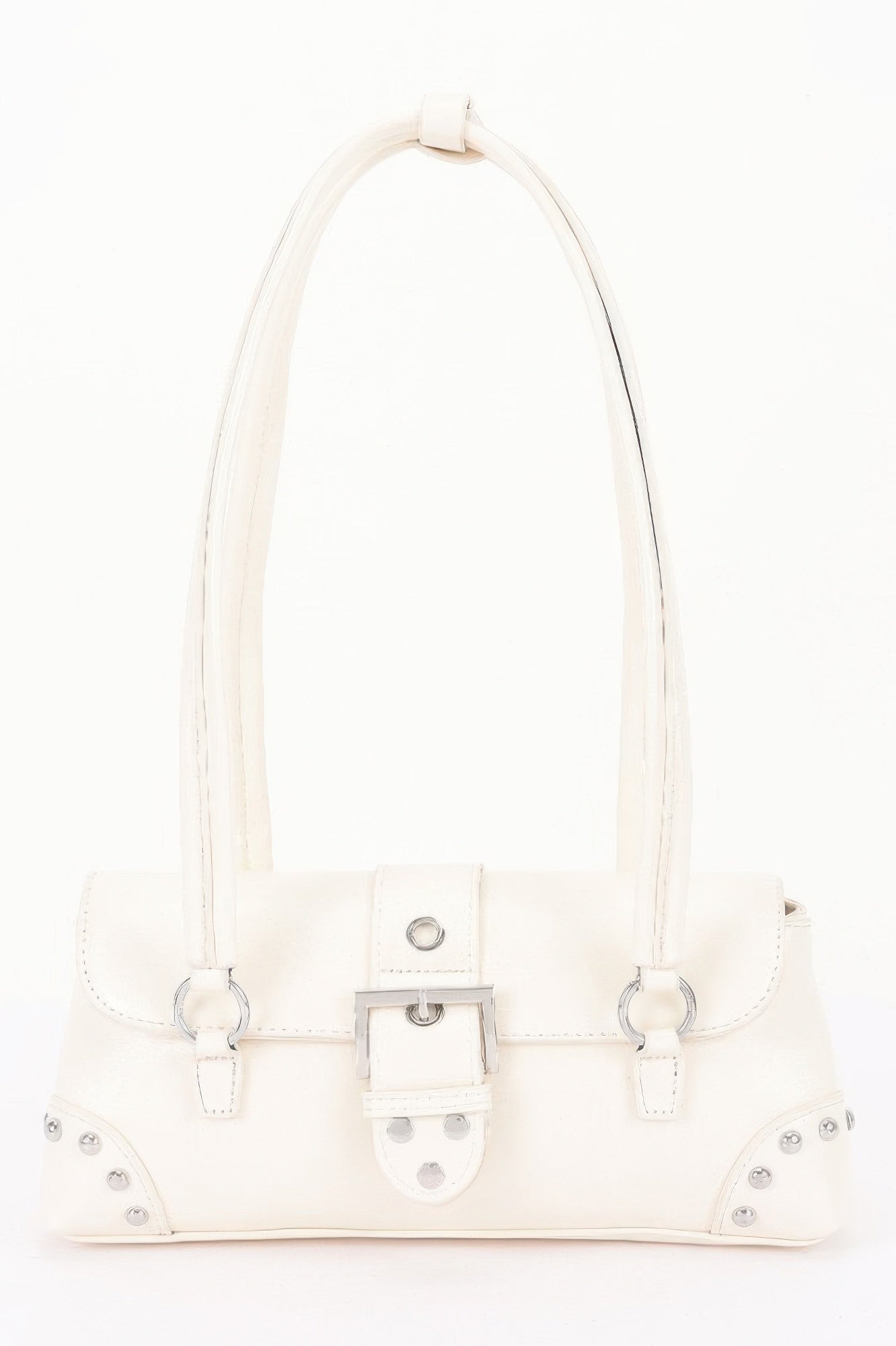 Vegan Leather Metal Studded Shoulder Bag