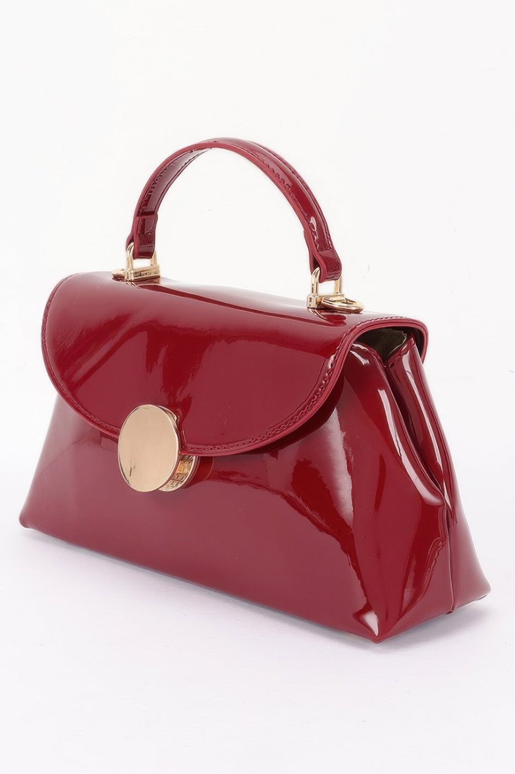 Patent Faux Leather Top Handle Bag