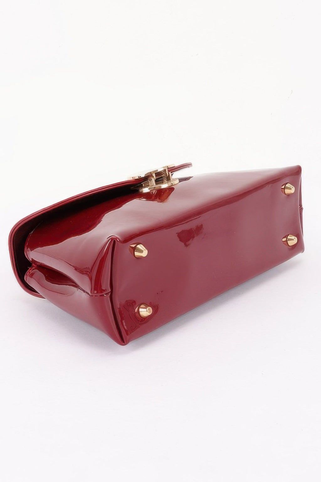 Patent Faux Leather Top Handle Bag