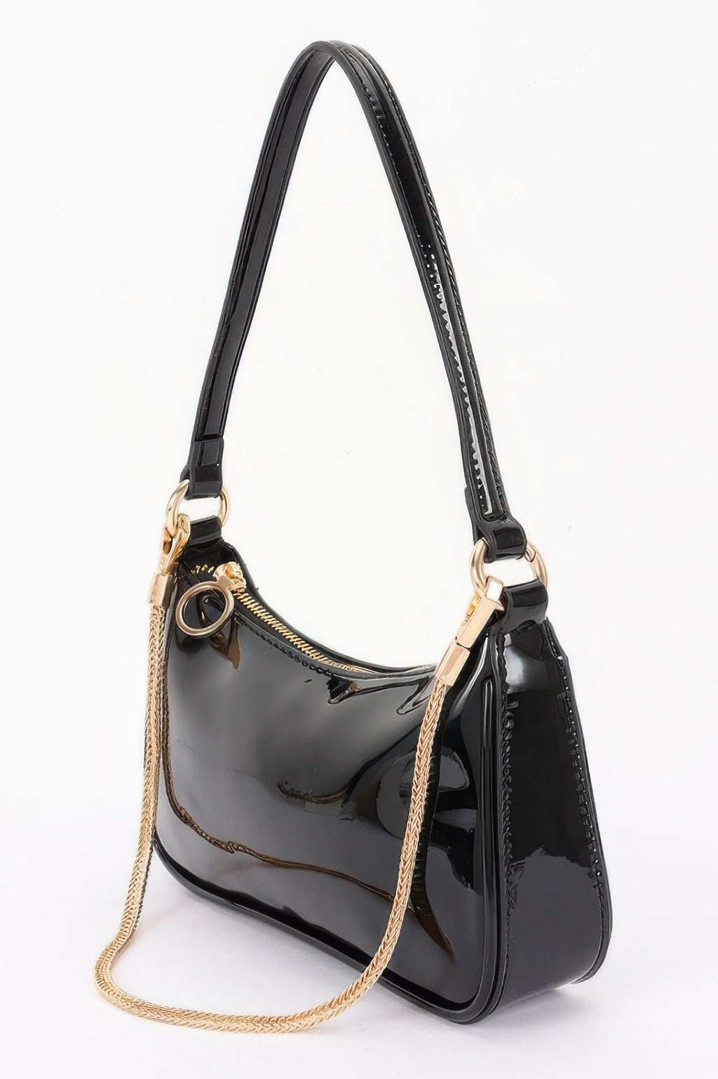 Patent Vegan Leather Chain Shoulder Bag