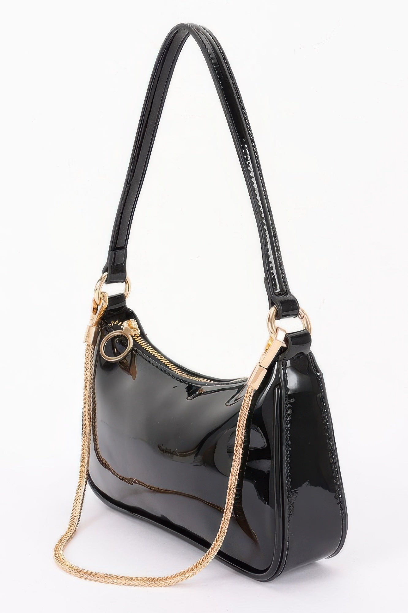 Patent Vegan Leather Chain Shoulder Bag