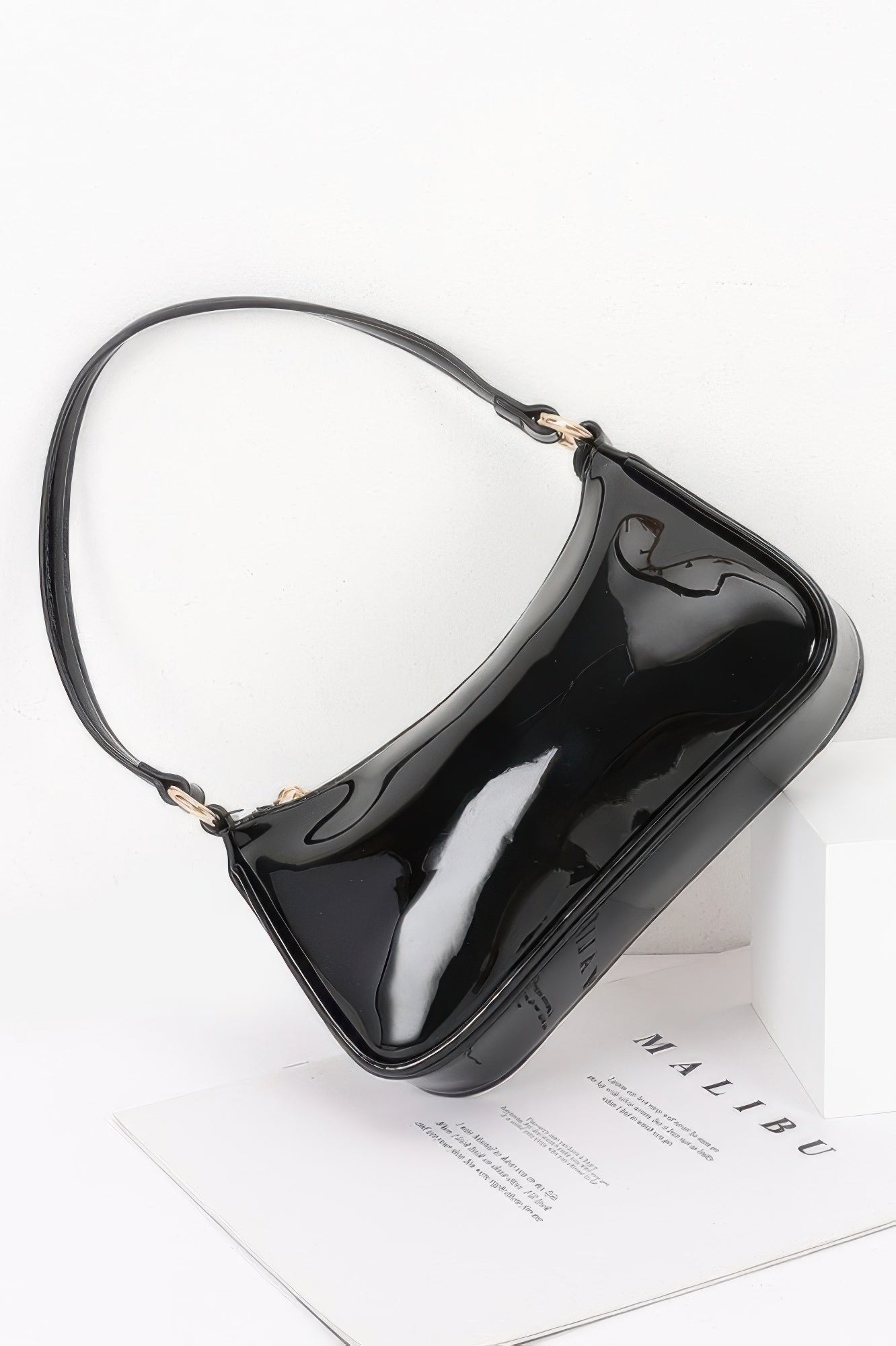 Patent Vegan Leather Chain Shoulder Bag