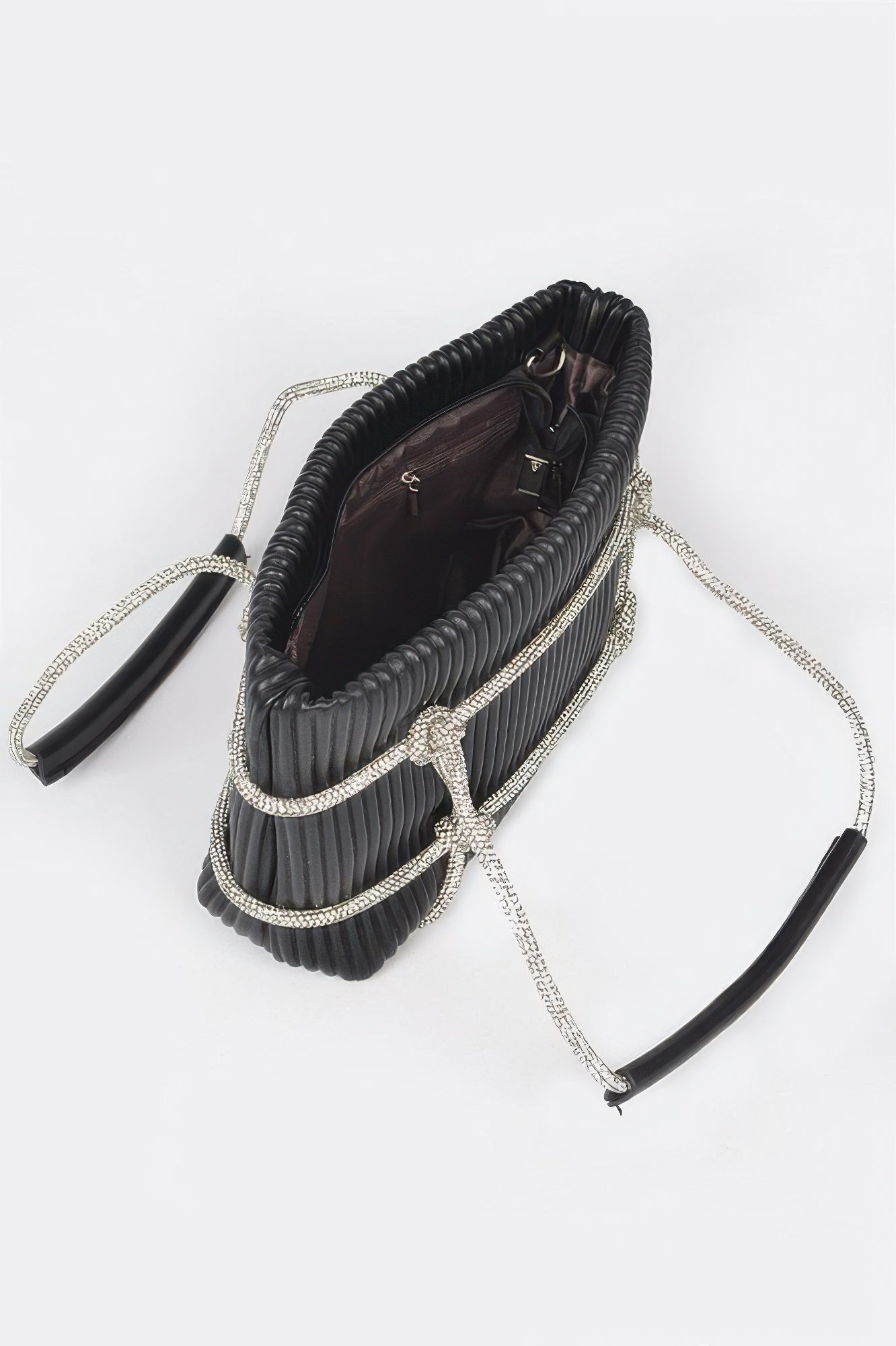 Rhinestone Strap Zip Clutch Bag