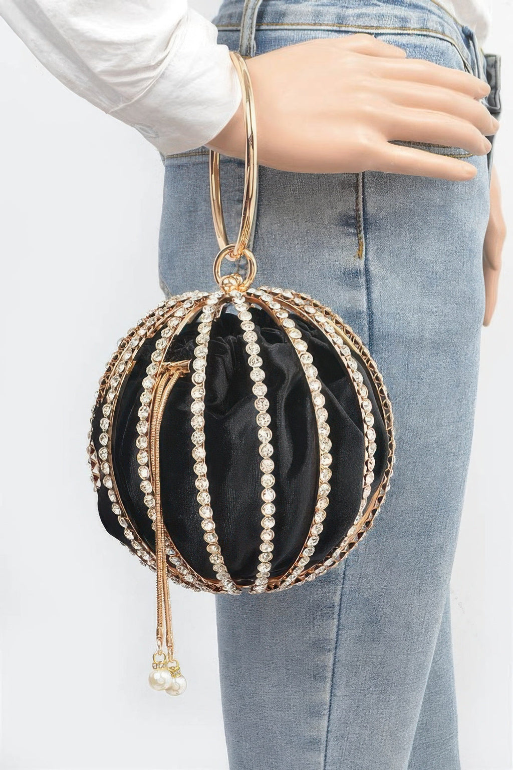 Rhinestone Round Cage Party Bag