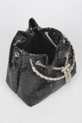 Sequins Bucket Bag W/stone Handle