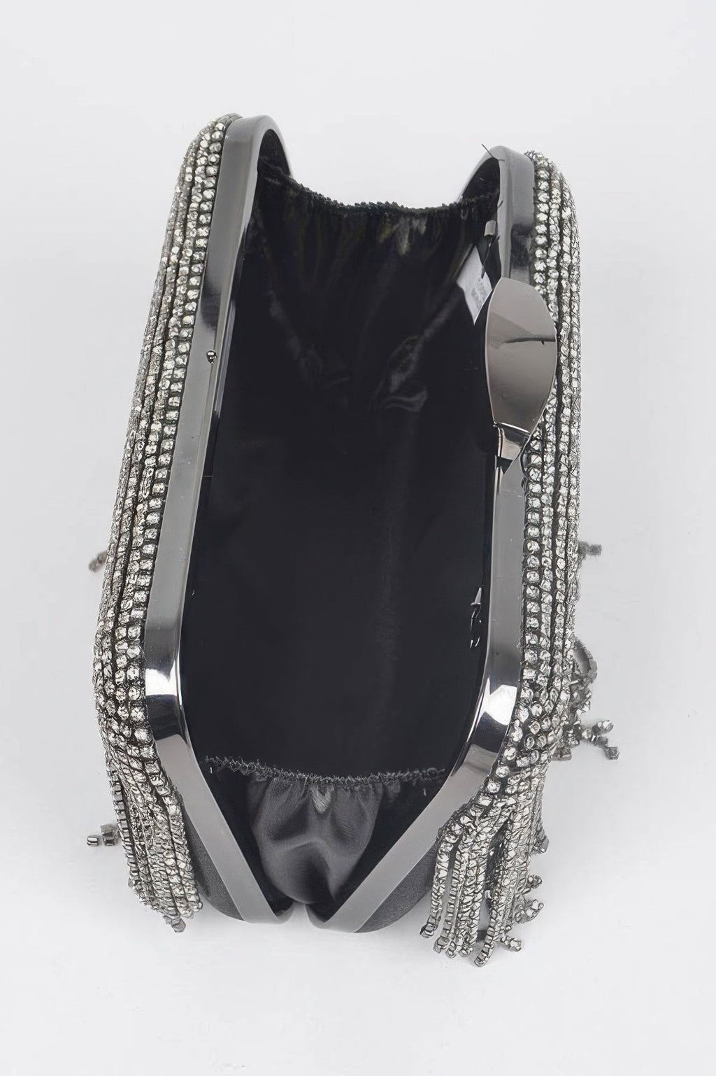 Rhinestone Fringe Hard Clutch