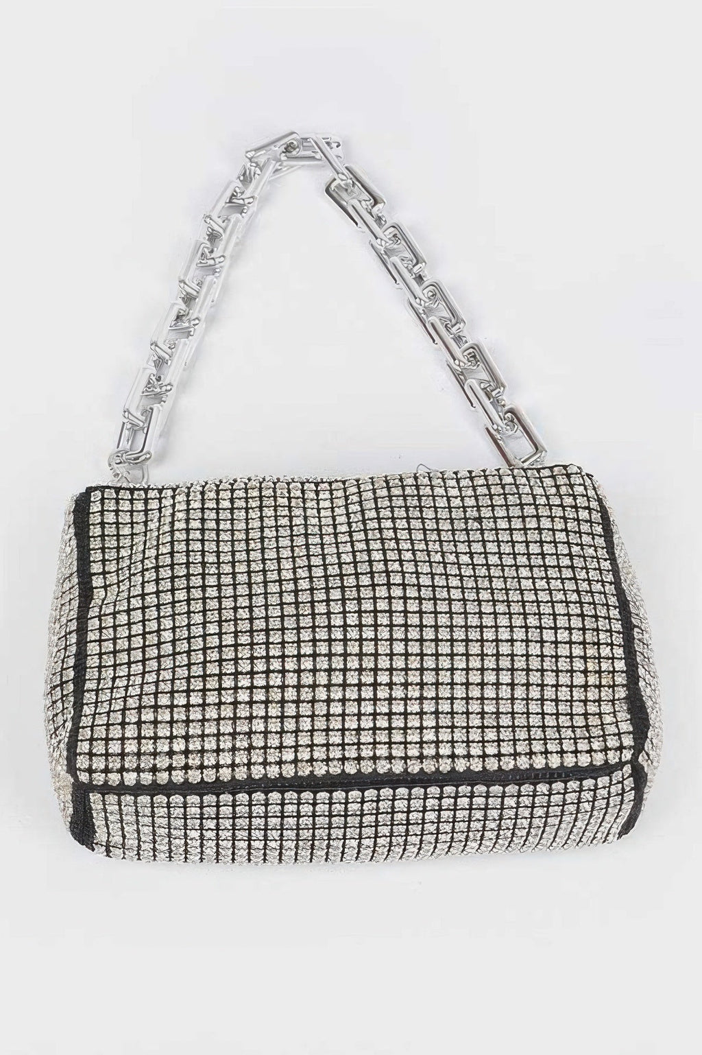 Oversized Rhinestone Bag W Link Chain