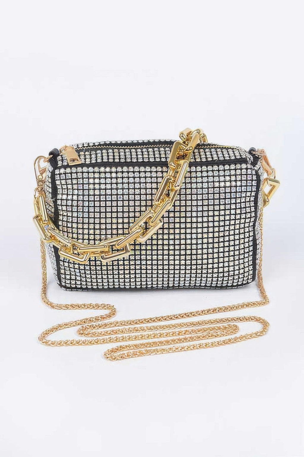 Oversized Rhinestone Bag W Link Chain