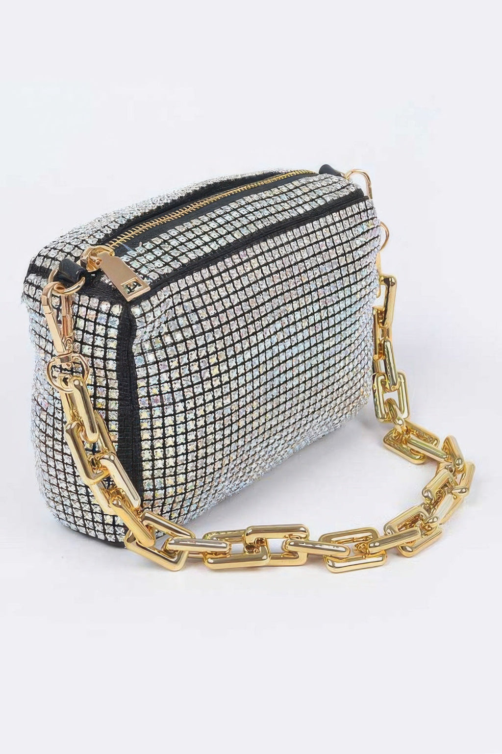 Oversized Rhinestone Bag W Link Chain