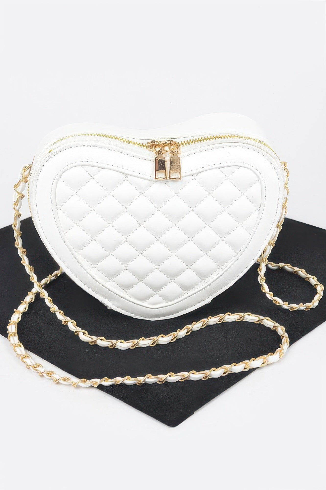 Quilted Heart Shape Crossbody Bag