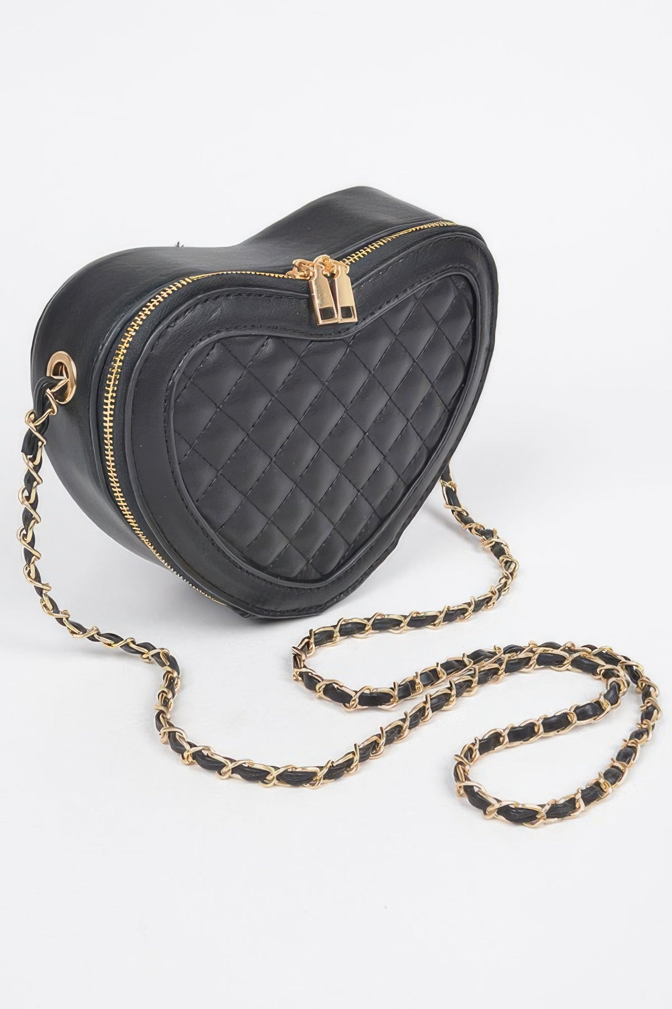 Quilted Heart Shape Crossbody Bag