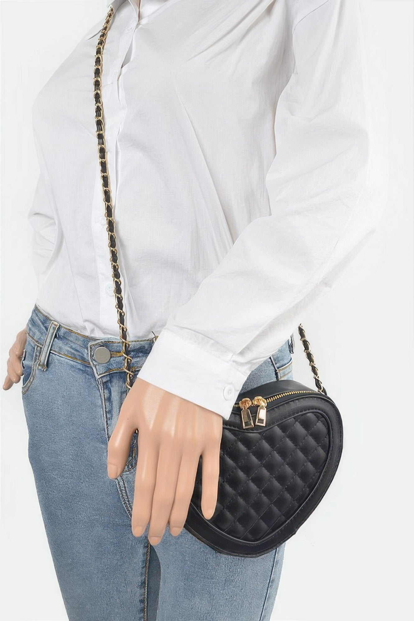 Quilted Heart Shape Crossbody Bag