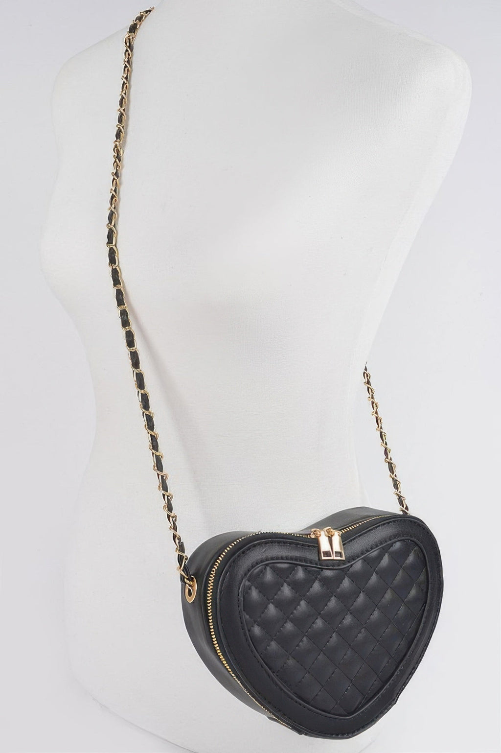 Quilted Heart Shape Crossbody Bag