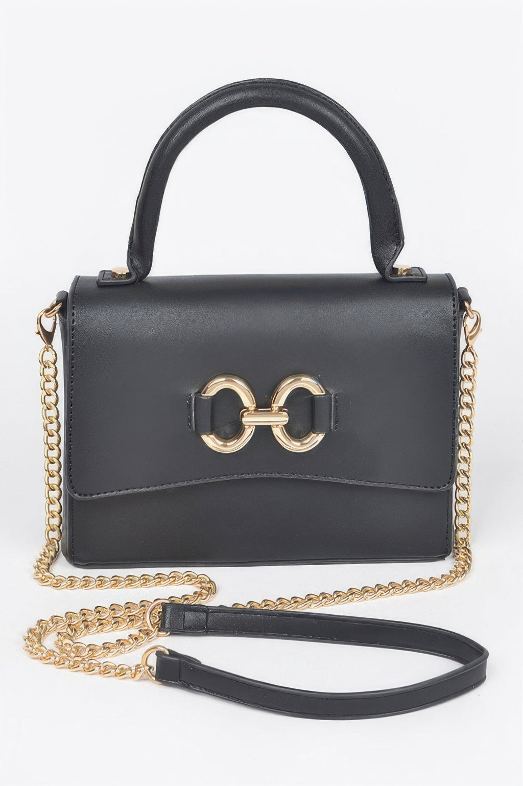 Faux Leather Top Handle Bag