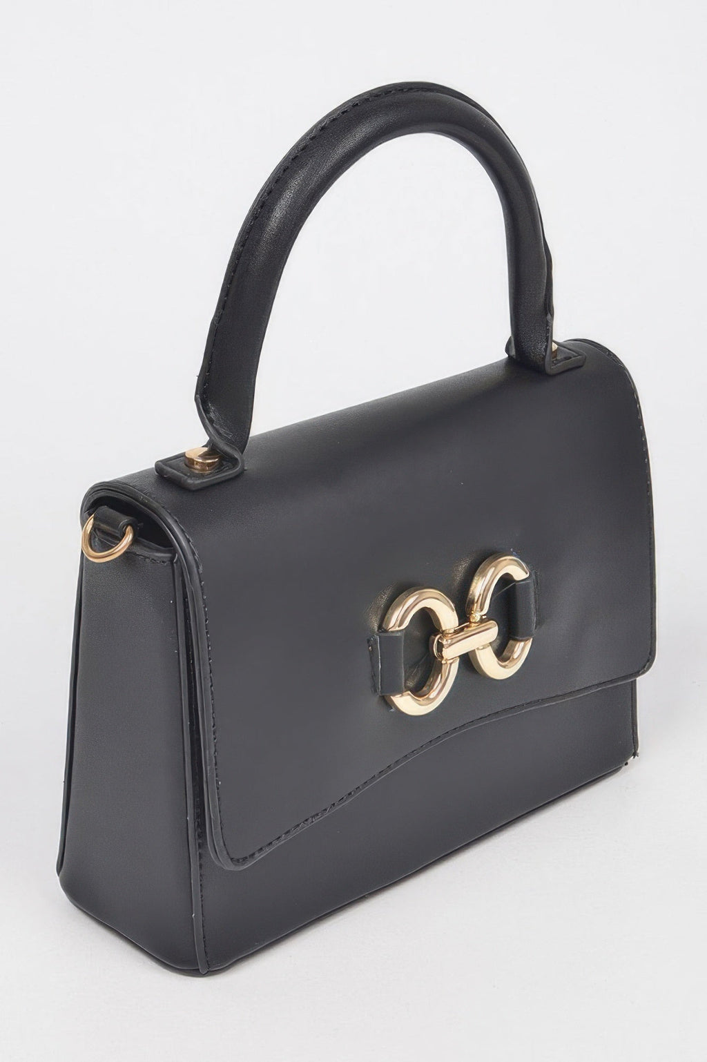 Faux Leather Top Handle Bag
