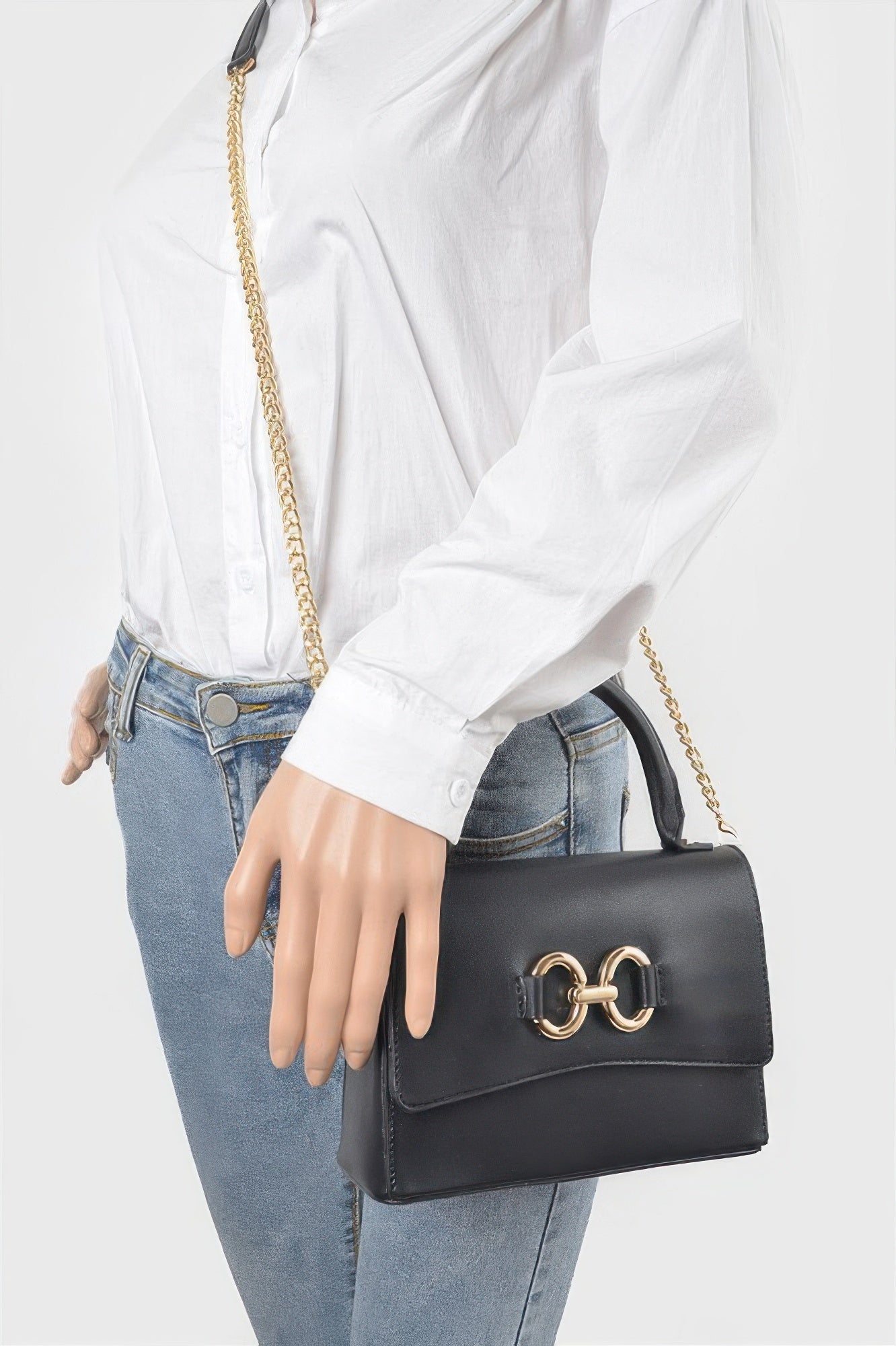 Faux Leather Top Handle Bag