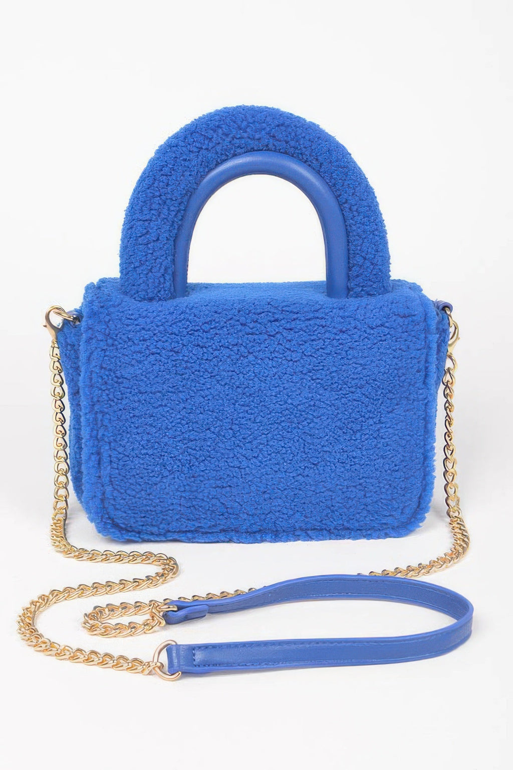 Faux Fur Top Handle Clutch Bag