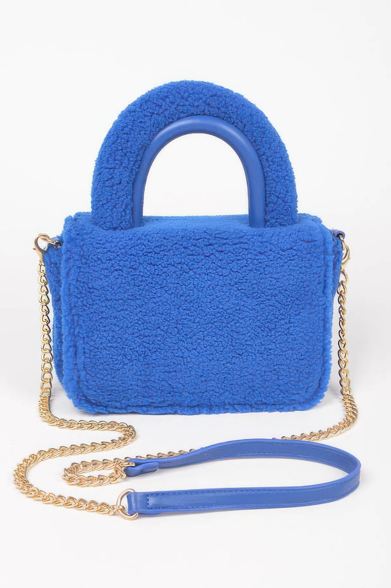Faux Fur Top Handle Clutch Bag